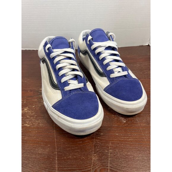 Vans Old Skool Blue & White Sneakers Size 11.5 Mens / 13 Womens Canvas & Suede - Picture 2 of 5